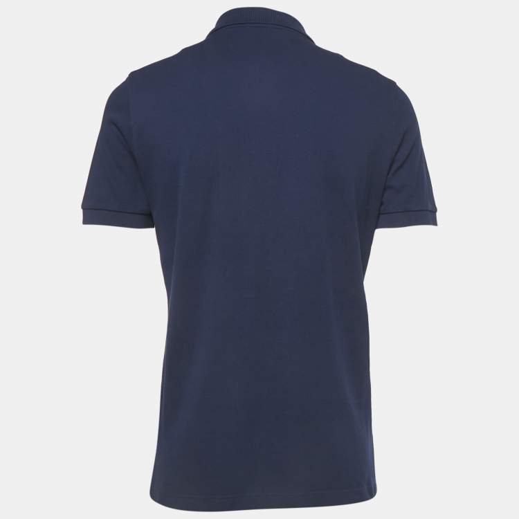 Pre Owned Dior Homme Blue CD Embroidered Pique Polo T-Shirt M