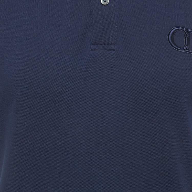 Pre Owned Dior Homme Blue CD Embroidered Pique Polo T-Shirt M