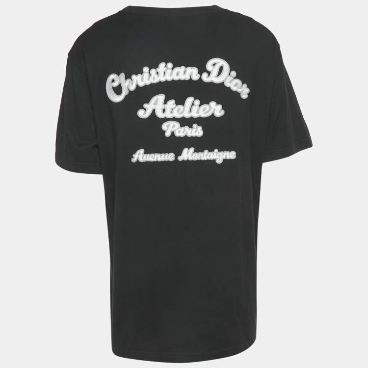 Pre Owned Dior Homme Black Logo Embroidered Jersey T-Shirt XL 