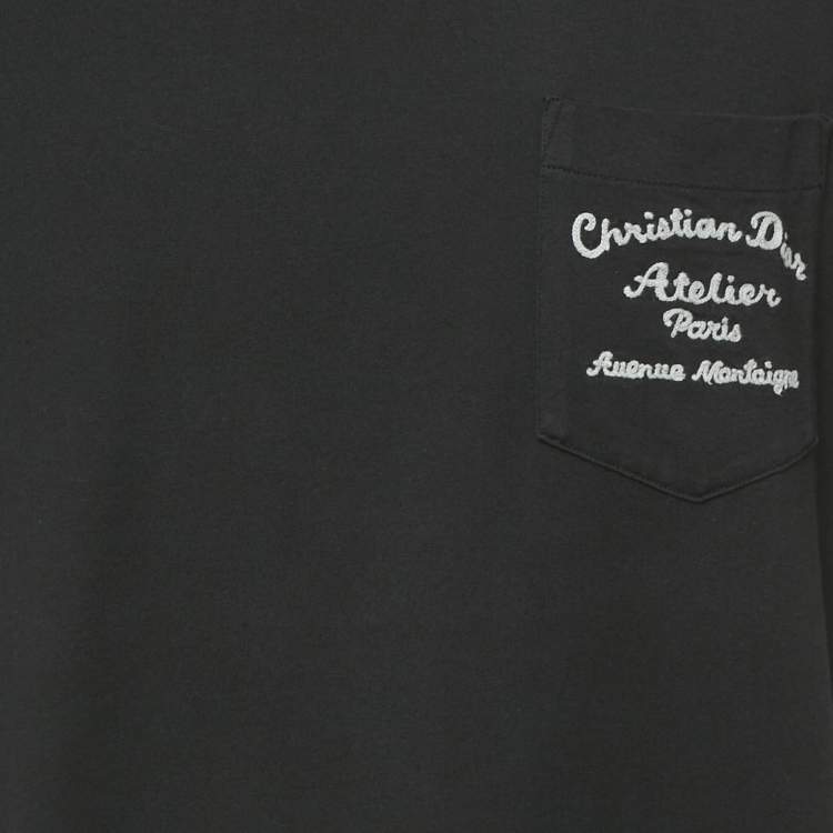 Pre Owned Dior Homme Black Logo Embroidered Jersey T-Shirt XL 