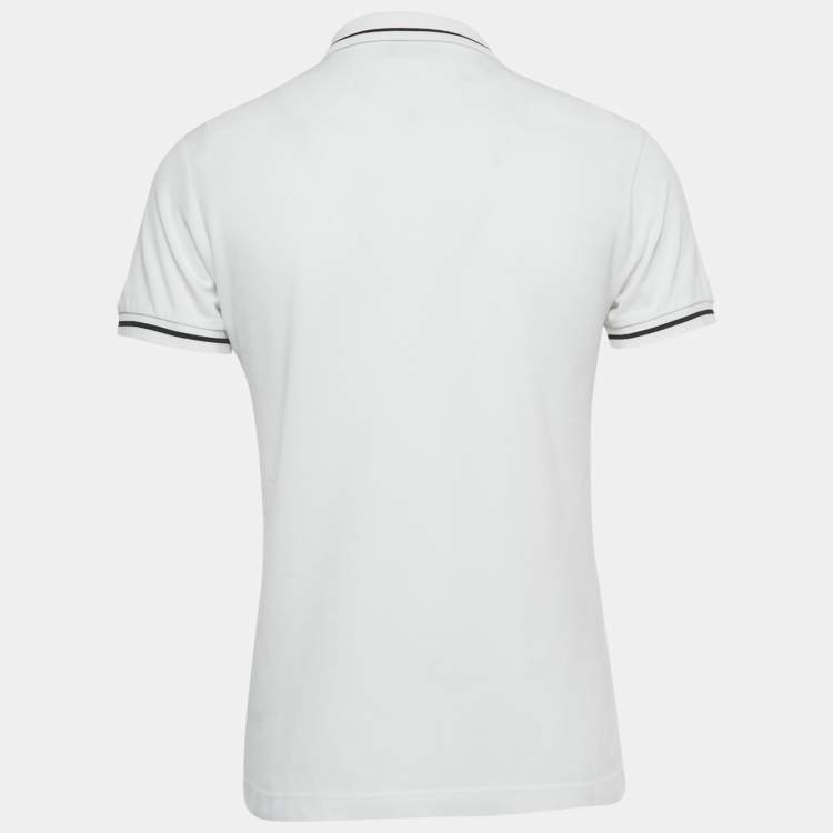 Pre Owned Dior Homme White Bee Embroidered Pique Polo T-Shirt M