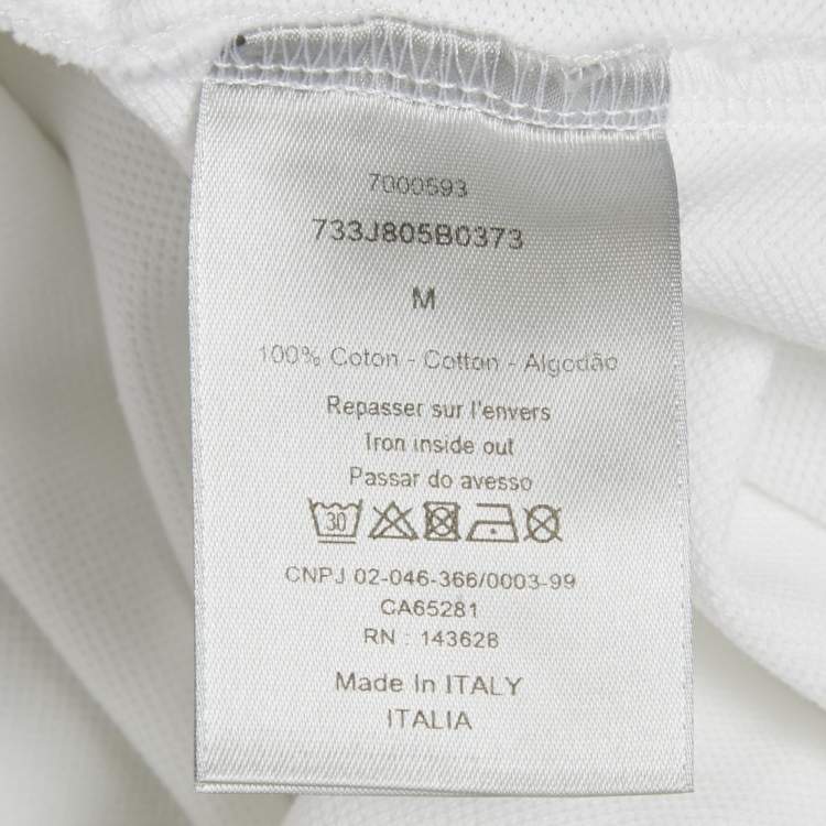 Pre Owned Dior Homme White Bee Embroidered Pique Polo T-Shirt M