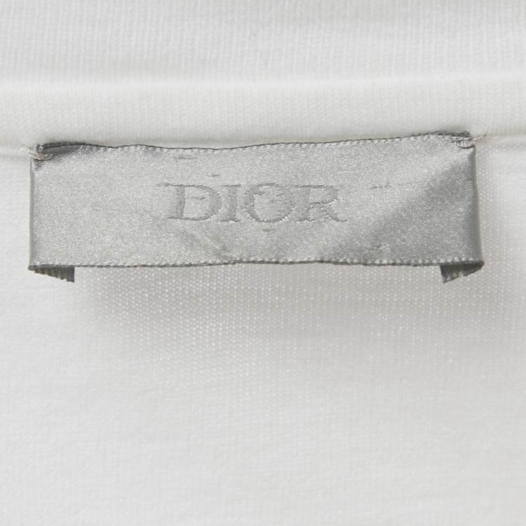 Pre Owned Dior Homme White Beatle Print Cotton T-Shirt XL