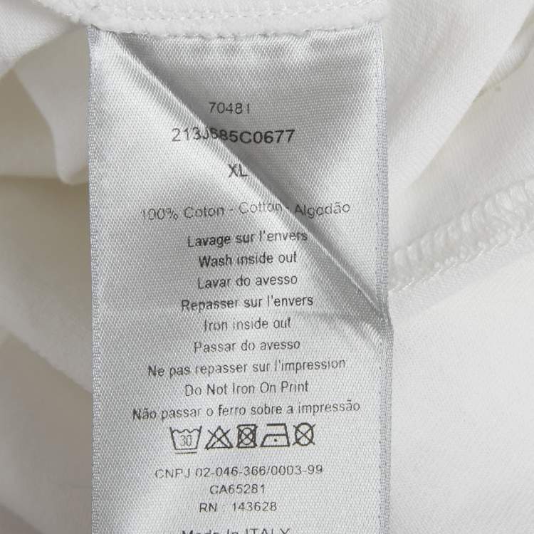 Pre Owned Dior Homme White Beatle Print Cotton T-Shirt XL