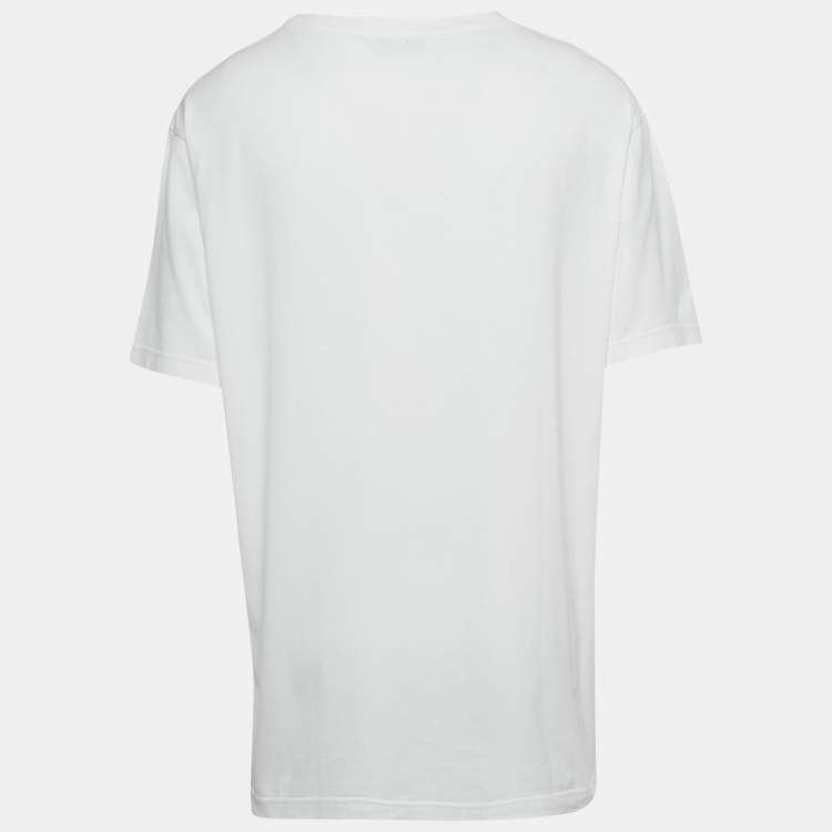 Pre Owned Dior Homme White Beatle Print Cotton T-Shirt XL