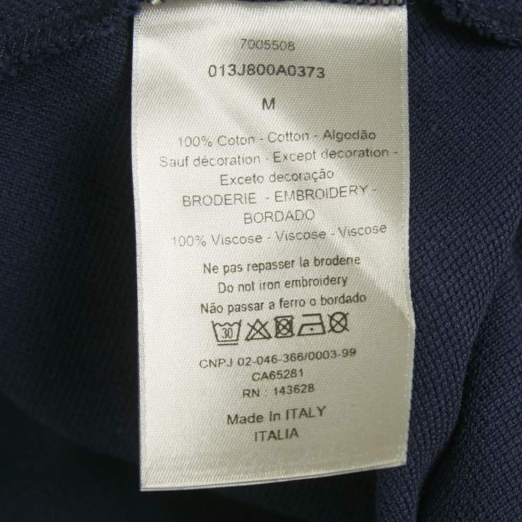 Pre Owned Dior Homme Blue CD Embroidered Pique Polo T-Shirt M