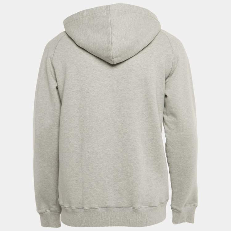 Pre Owned Dior Homme Grey Logo Applique Cotton Hooded Sweatshirt L