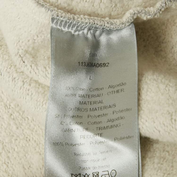 Pre Owned Dior Homme Grey Logo Applique Cotton Hooded Sweatshirt L