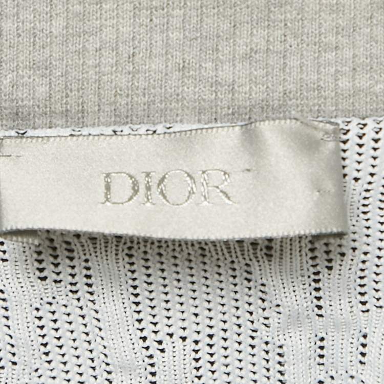 Pre Owned Dior Homme Grey Logo Applique Cotton Hooded Sweatshirt L