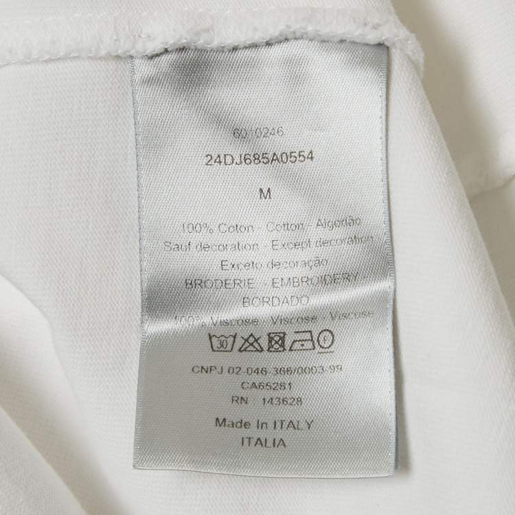Pre Owned Dior Homme White Logo Embroidered Jersey T- Shirt M
