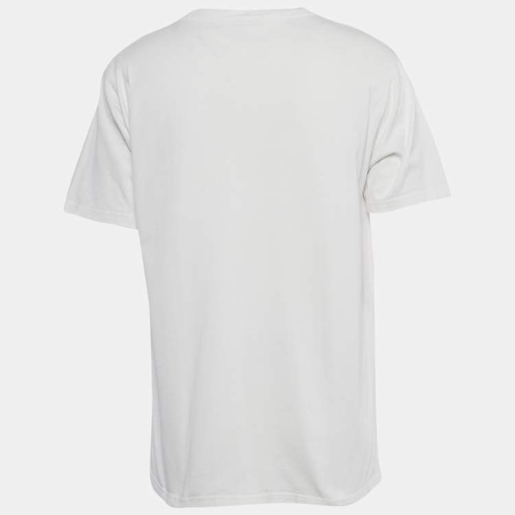 Pre Owned Dior Homme White Logo Embroidered Jersey T- Shirt M