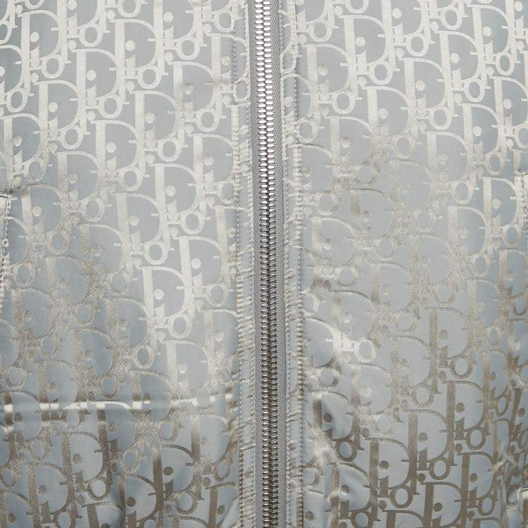 Pre Owned Dior Homme Grey Synthetic Oblique Reversible Bomber Jacket Grey M