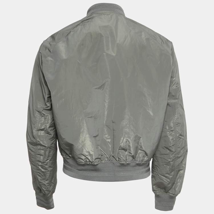 Pre Owned Dior Homme Grey Synthetic Oblique Reversible Bomber Jacket Grey M