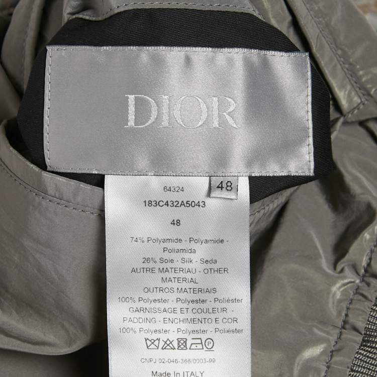 Pre Owned Dior Homme Grey Synthetic Oblique Reversible Bomber Jacket Grey M