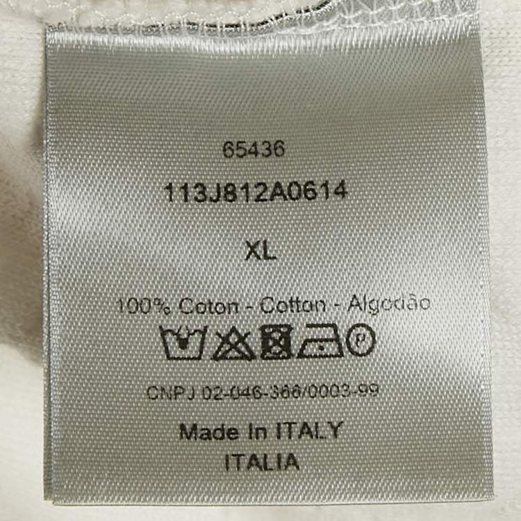 Pre Owned Dior Homme White Oblique Monogram Jacquard Terry Polo T-Shirt XL