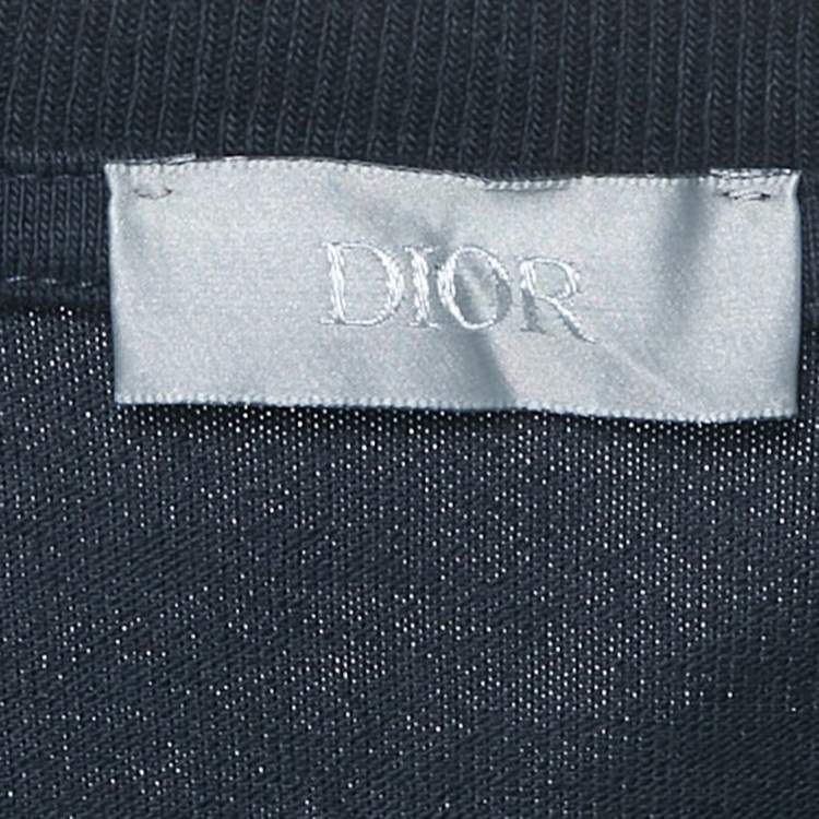 Pre Owned Dior Homme Navy Blue Logo Embroidered Cotton T-Shirt S