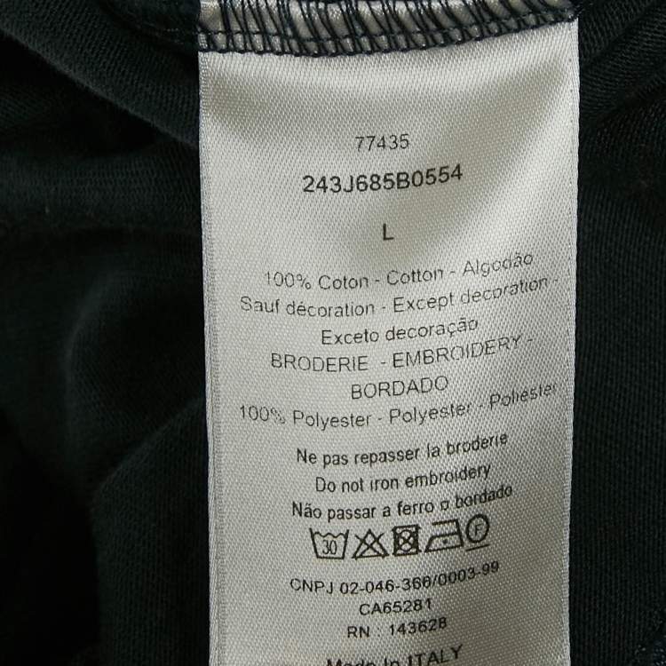 Pre Owned Dior Homme Navy Blue Logo Embroidered Jersey T-Shirt L