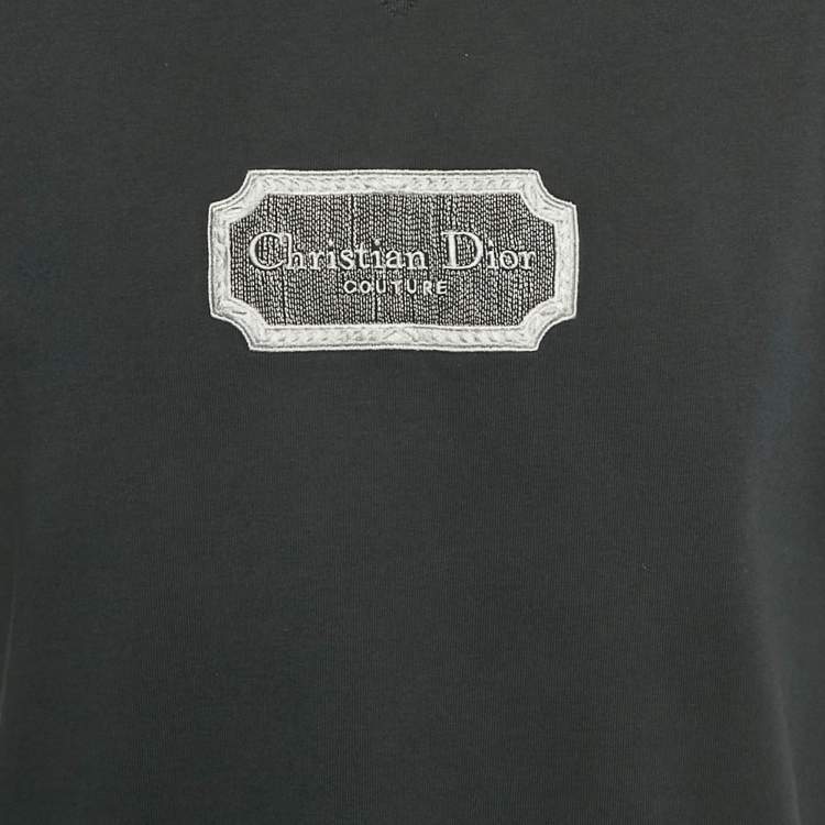 Pre Owned Dior Homme Navy Blue Logo Embroidered Jersey T-Shirt L