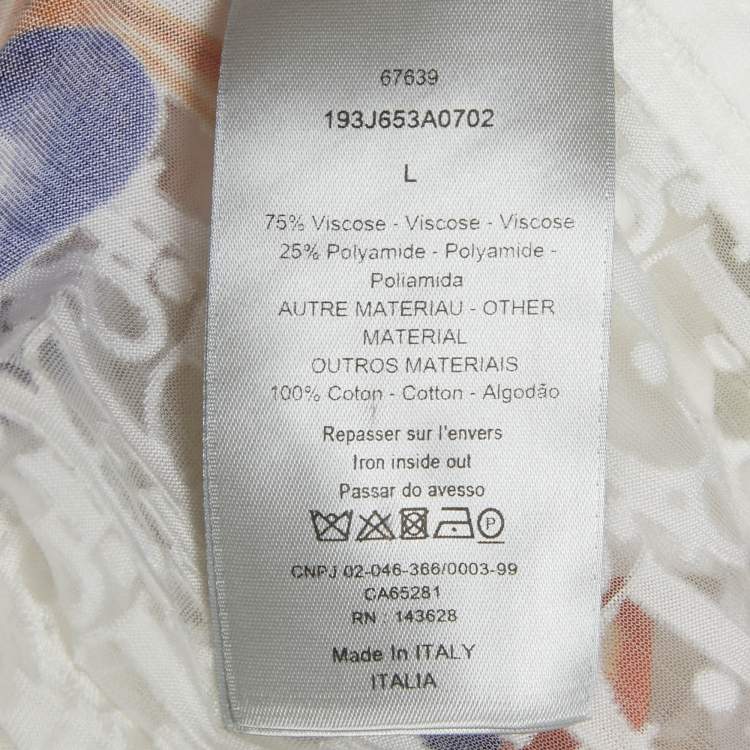 Pre Owned Dior Homme White Oblique Sheer Jersey T-Shirt L