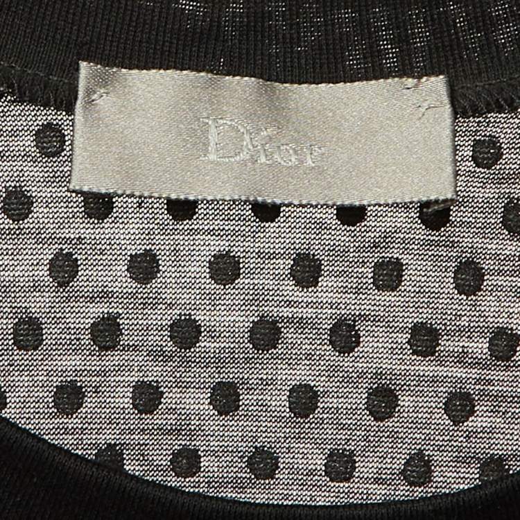 Pre Owned Dior Homme Black Metallic Dotted Cotton Tank T-Shirt L