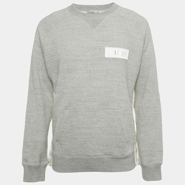Pre Owned Dior Homme Grey Cotton Logo Patch Sweater S