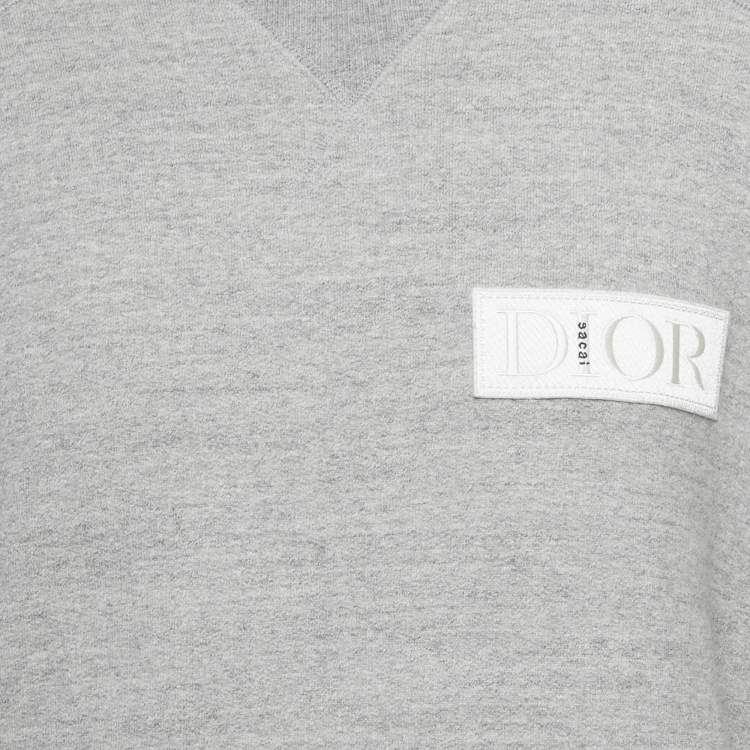 Pre Owned Dior Homme Grey Cotton Logo Patch Sweater S