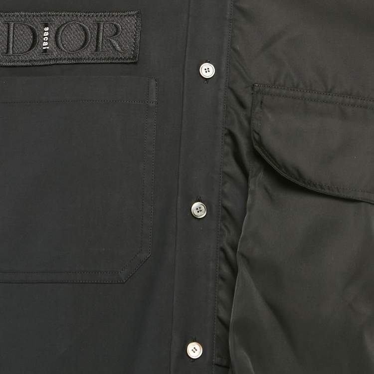 Pre Owned Dior Homme x Sacai Black Cotton and Nylon Long Sleeve Shirt M