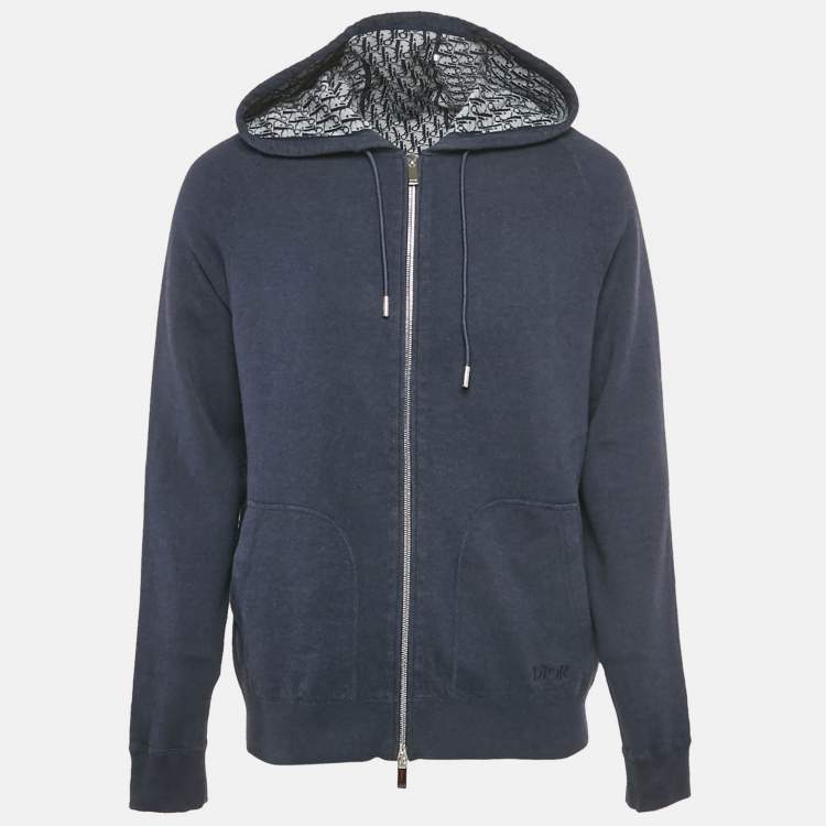 Pre Owned Dior Homme Blue Cotton Zip-Up Hoodie L