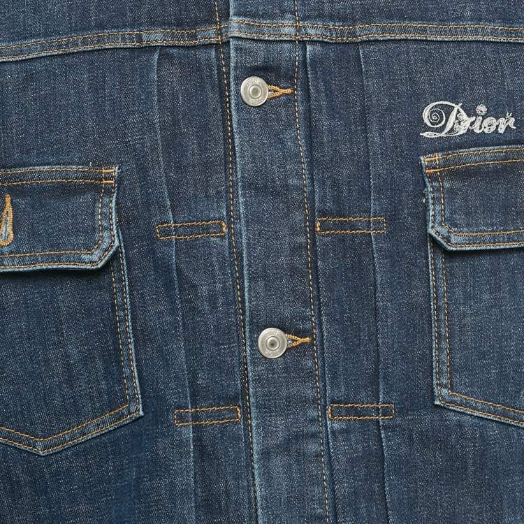 Pre Owned Dior Homme x Kenny Scharf Blue Playing Cards Denim Jacket L