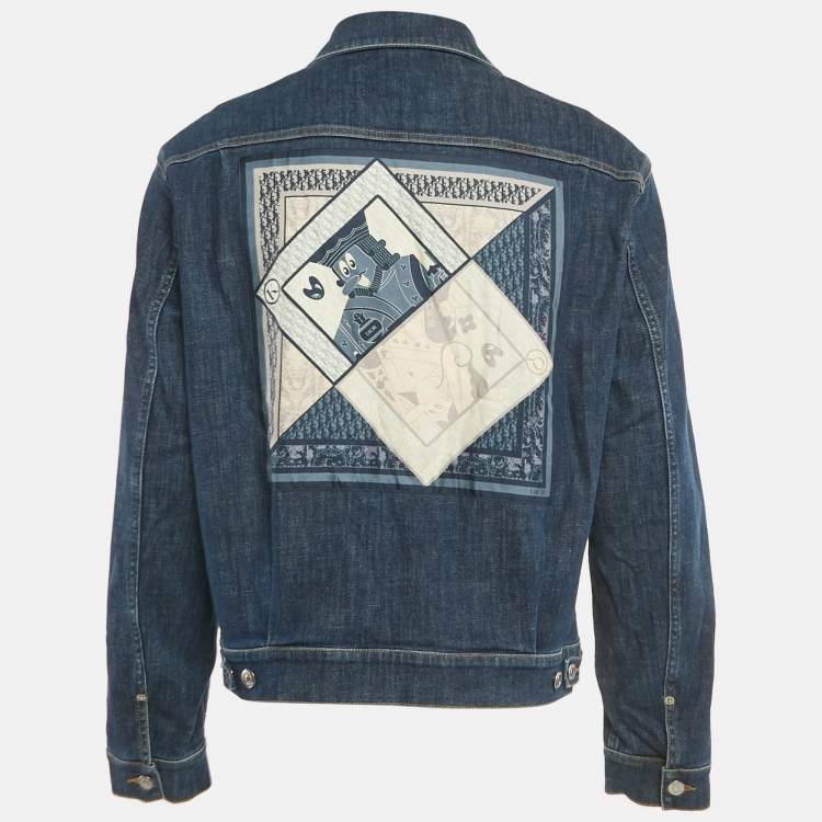 Pre Owned Dior Homme x Kenny Scharf Blue Playing Cards Denim Jacket L