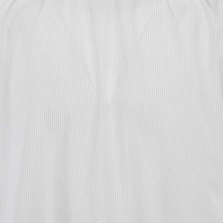 Pre Owned Dior Homme White Striped Cotton Buttonless Shirt L