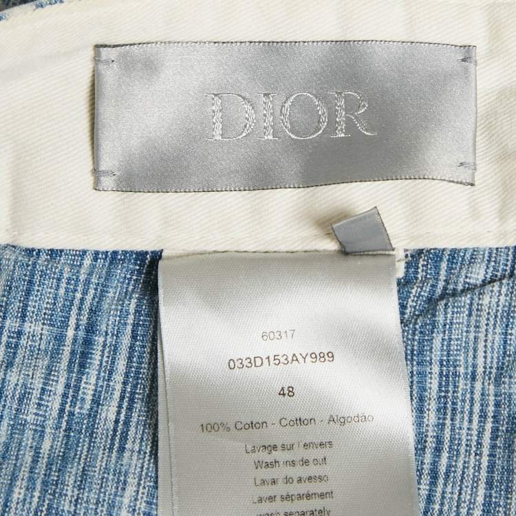 Pre Owned Dior Homme Blue Oblique Cotton Shorts M