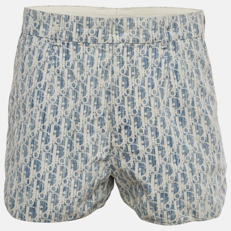 Pre Owned Dior Homme Blue Oblique Cotton Shorts M