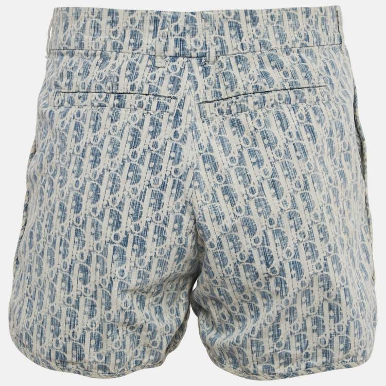 Pre Owned Dior Homme Blue Oblique Cotton Shorts M