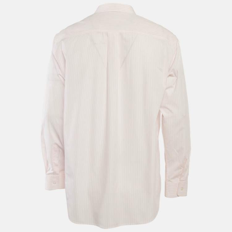 Pre Owned Dior Homme Pink Striped Cotton Long Sleeve Shirt S