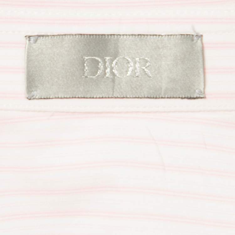 Pre Owned Dior Homme Pink Striped Cotton Long Sleeve Shirt S