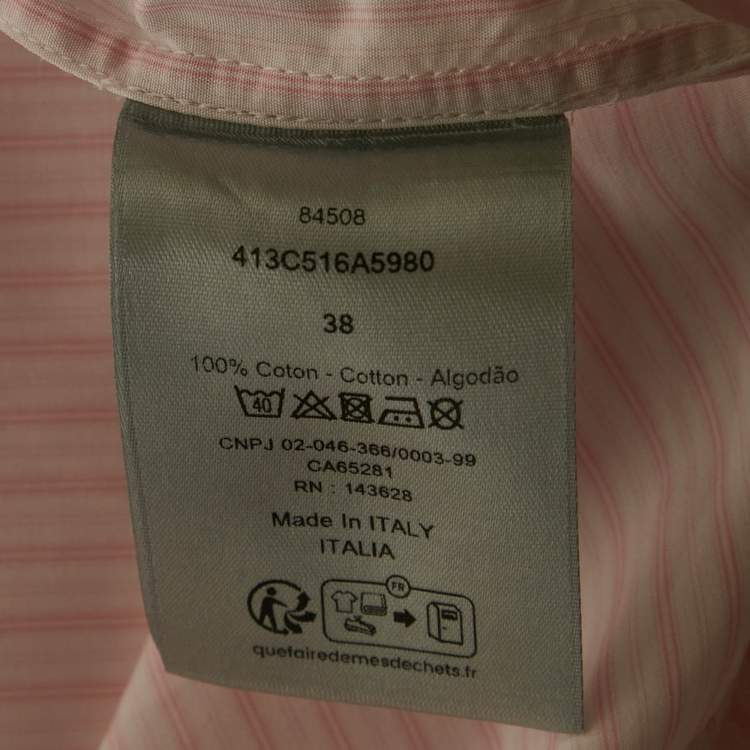 Pre Owned Dior Homme Pink Striped Cotton Long Sleeve Shirt S