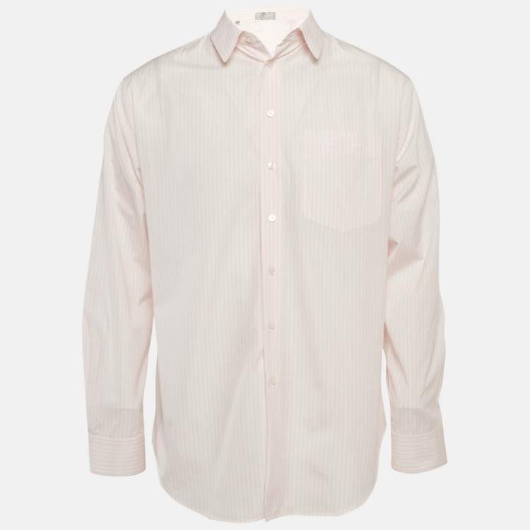 Pre Owned Dior Homme Pink Striped Cotton Long Sleeve Shirt S