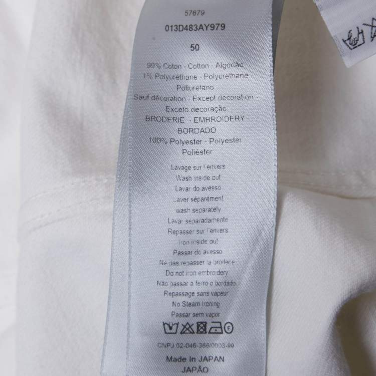 مملوكة مسبقًا Dior Homme White Logo Embroidered Denim Jacket L