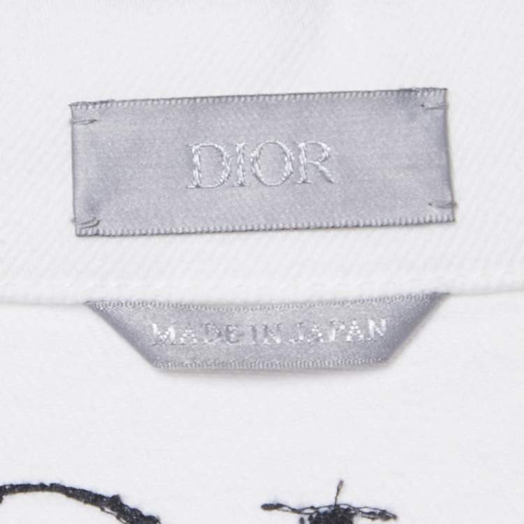 مملوكة مسبقًا Dior Homme White Logo Embroidered Denim Jacket L