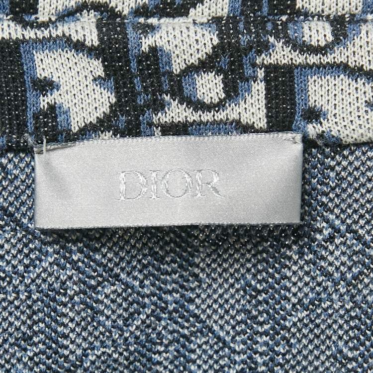 Pre Owned Dior Homme Blue Oblique Cotton Knit Shirt M
