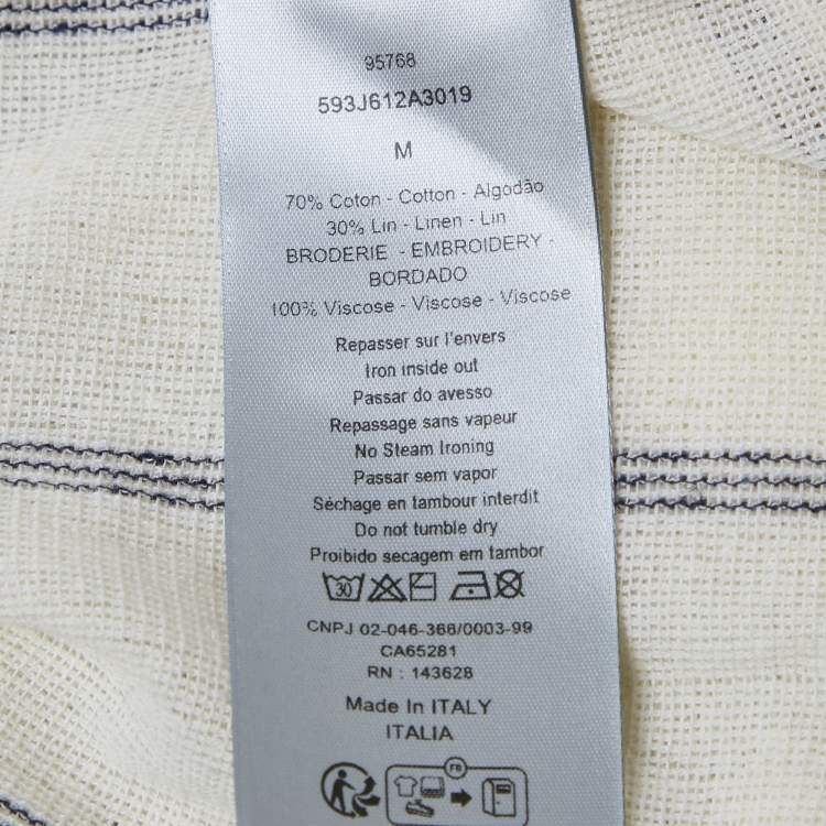 Pre Owned Dior Homme Off-White Striped Jersey T-Shirt M