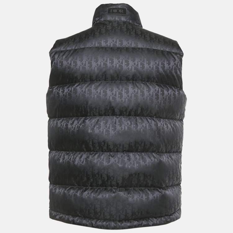 Pre Owned Dior Homme Black Oblique Jacquard Down Vest L