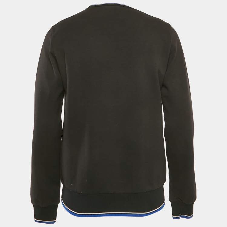 Pre Owned Dior Homme Black Cotton Knit Newave Applique Sweatshirt M