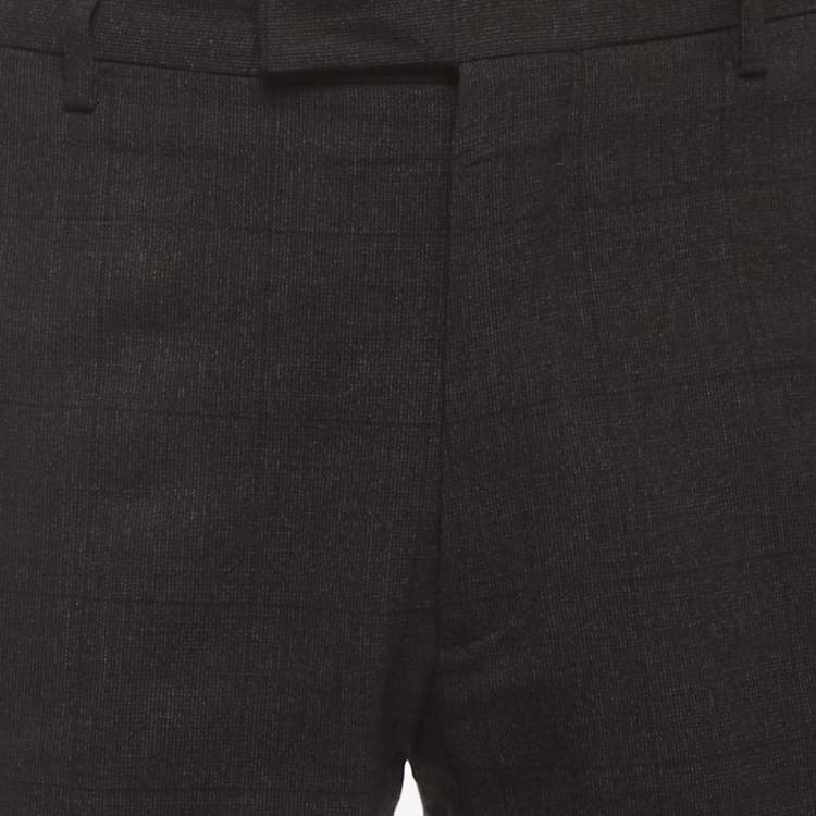 مملوكة مسبقًا Dior Homme Black Windowpane Wool Trousers L