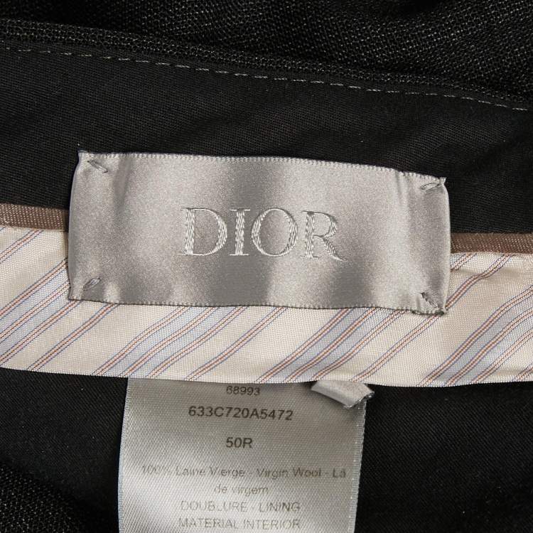 مملوكة مسبقًا Dior Homme Black Windowpane Wool Trousers L