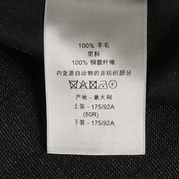 مملوكة مسبقًا Dior Homme Black Windowpane Wool Trousers L