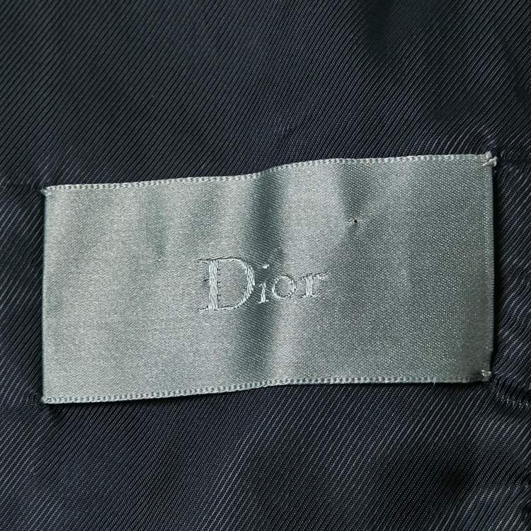 Pre Owned Dior Homme Black Leather and Suede Bomber Jacket XL