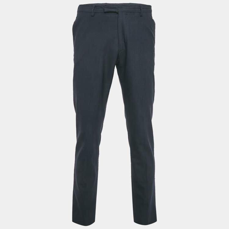 Pre Owned Dior Homme Navy Blue Wool Formal Trousers L