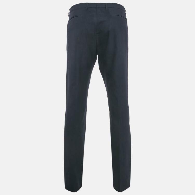Pre Owned Dior Homme Navy Blue Wool Formal Trousers L
